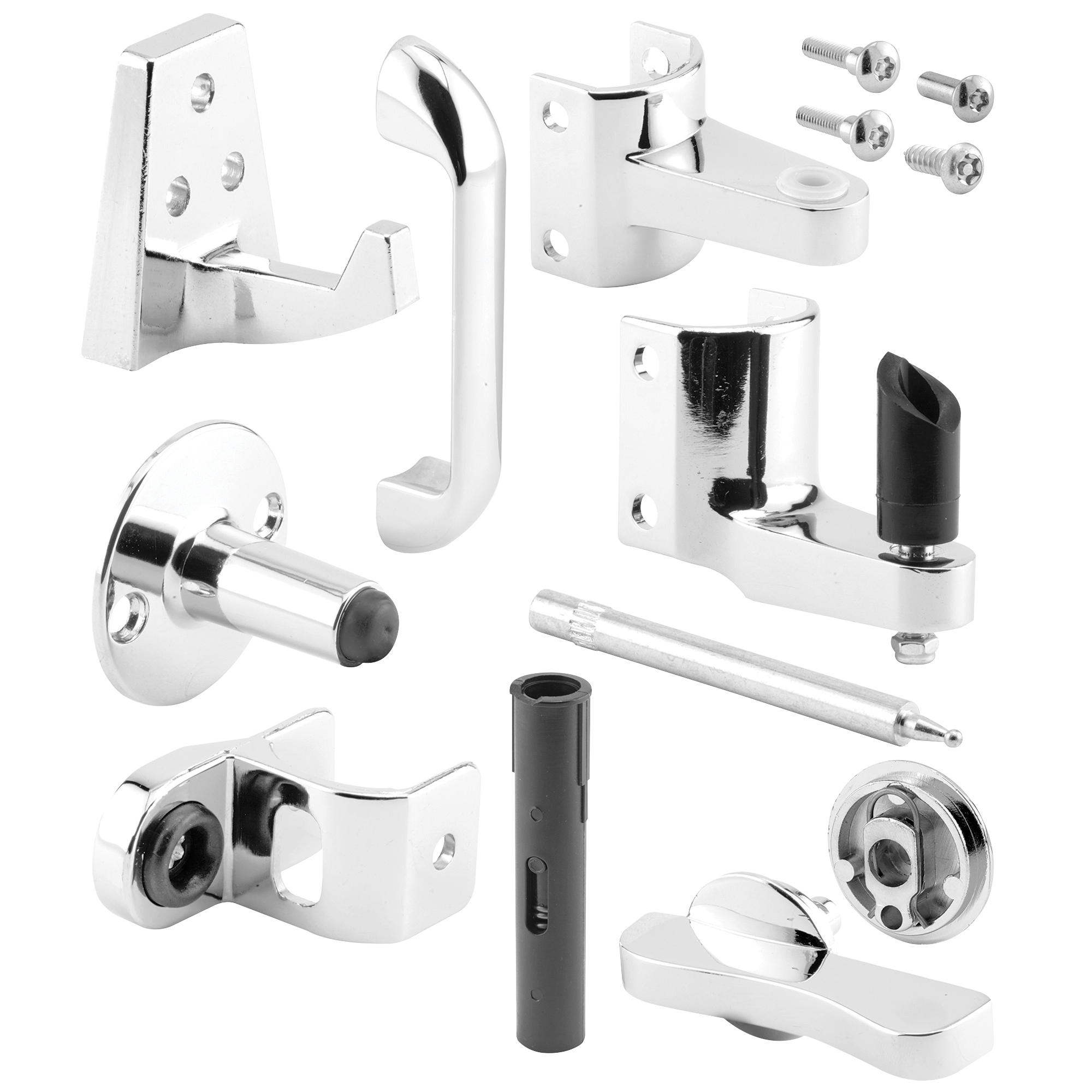 Picture of 658-3027 - Door Pack Set, Double Door Pull, Zamak, Chrome, Outswing (1 Kit)