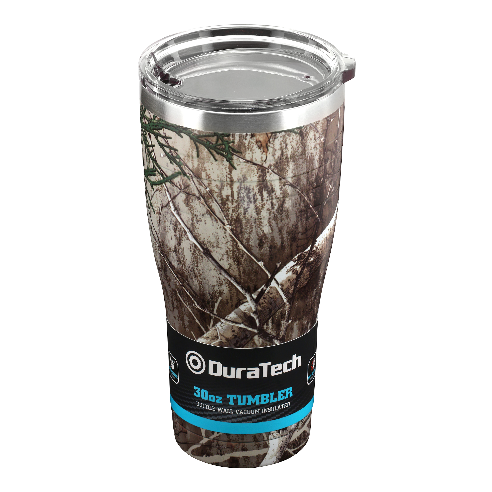 Picture of DT65303 - Tumbler, 18/8 Stainless Steel Construction, Holds 30 oz./887 ml., Camo with Clear Plastic Lid (Single Pack)