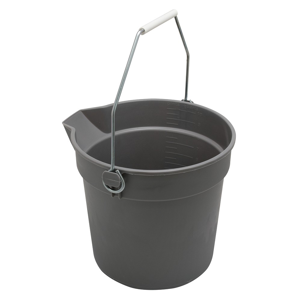 Picture of MP46750 - Bucket with Handle and Spout, 10 Quart, Plastic, Gray, Rugged, Heavy (Single Pack)